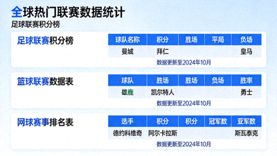 全球热门联赛数据统计 - 展示足球、篮球、网球等赛事的积分榜与数据表